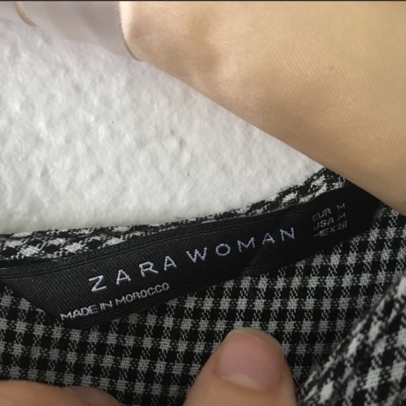 Zara Pin Check Bell Sleeve Blouse - Picture 8 of 8